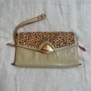 Sam Edelman Tan and Gold Studded Clutch